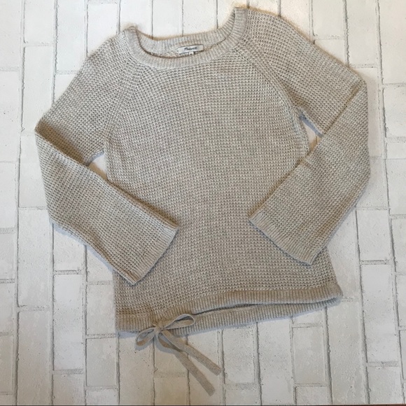 Madewell Sweaters - Madewell Oatmeal Wafflestitch Drawstring Sweater